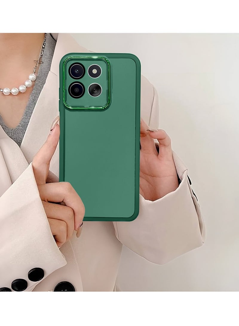 دبليو تيك Motorola Moto G86 5G 2025 حماية كاميرا TPU شفافة ناعمة جلدية سيليكون رفيعة للغاية غطاء خلفي أنيق مع حافة كاميرا مطلية بالكهرباء - أخضر داكن - Image 4