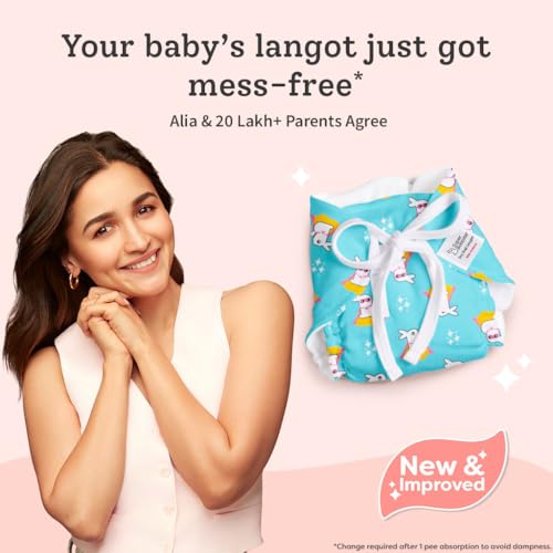 SuperBottoms DryFeel Baby Langot 0-6 months l Organic Cotton Modern Baby Nappy l Mess-free Langot with Gentle Elastics l Super DryFeel Top Layer l Diaper-free Time Essential | 5 Pack - Image 3
