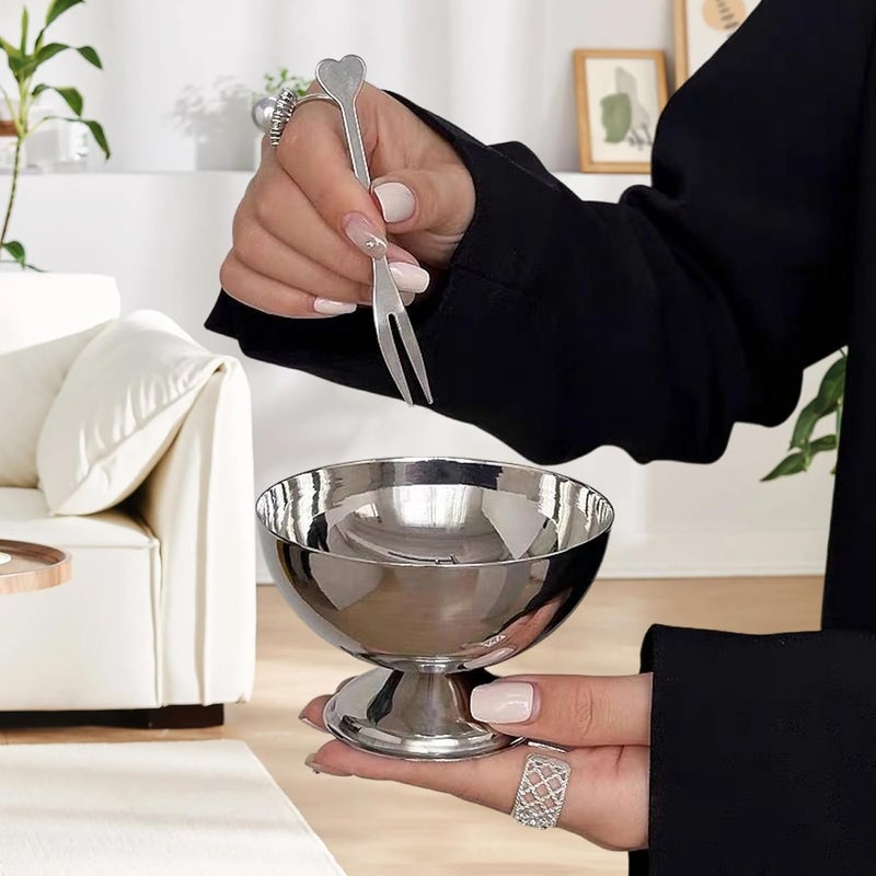 Stainless Steel Ice Cream Bowls Small,Cake Flatware,Party Pudding Bowl | for Home Hotel Restaurant Party Shops Picnics Birthday Holiday Summer Festivals Movie Nights Milkshake Snacks - Image 3