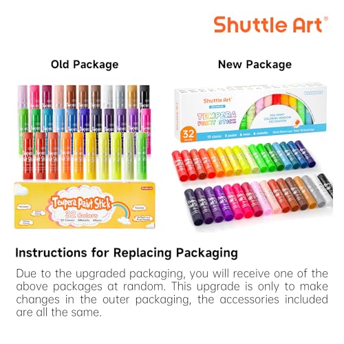 Shuttle Art Tempera Paint Sticks, 32 Colors Solid Tempera Paint for Kids, Super Quick Drying, No-Toxic, Works Great on Paper Wood Glass Ceramic Canvas - Image 3