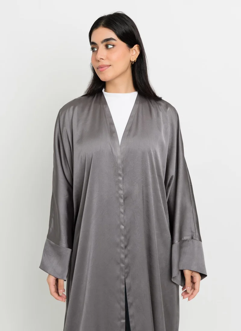 Kaafmeem Gray Luxe Wide fit Abaya