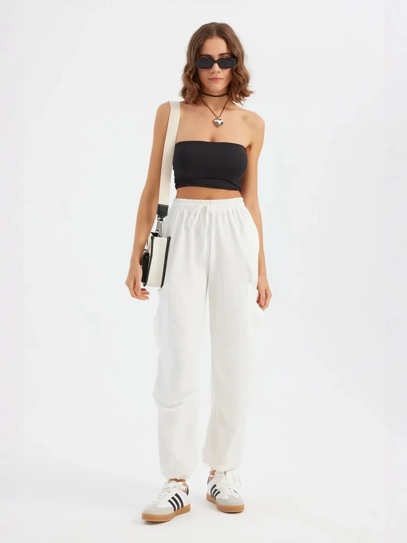 زوبعة بنطلون رياضي نسائي بخصر مرتفع ورباط