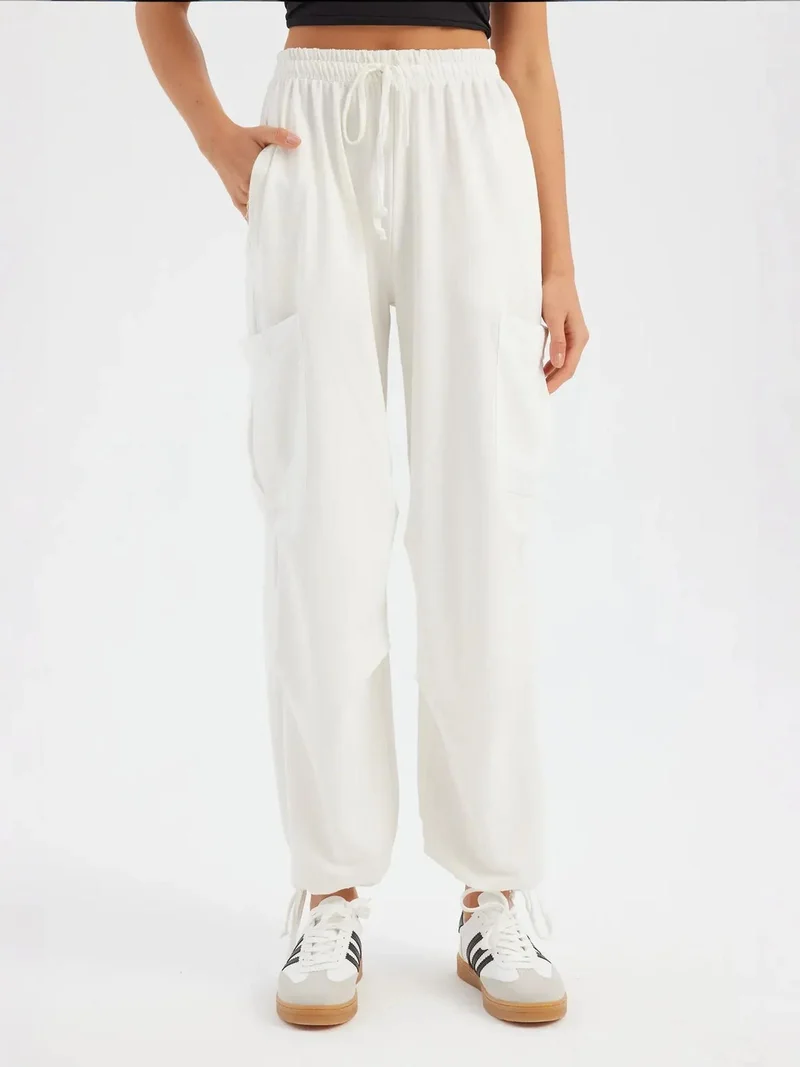 زوبعة بنطلون رياضي نسائي بخصر مرتفع ورباط