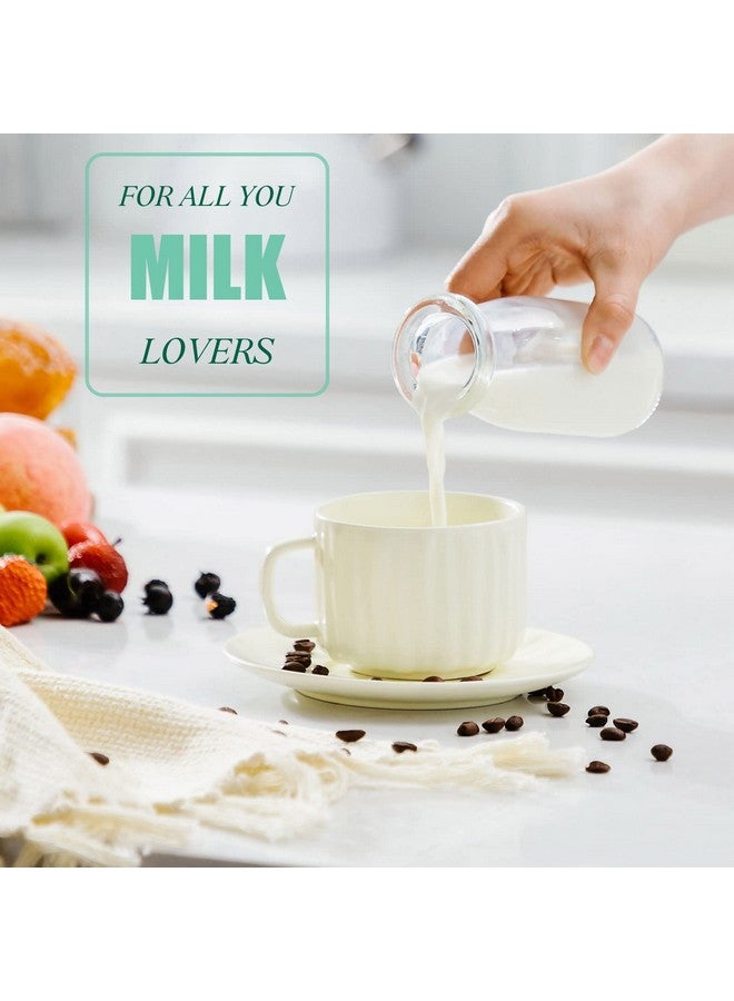 Zubebe 12 Pack 6.76 oz Small Glass Milk Bottles Clear Mini Party Bottles with Lids Glass Juice Jars Reusable Small Milk Jars Vintage Breakfast Shake Containers for Baby Shower Birthday Party Favors - Image 3