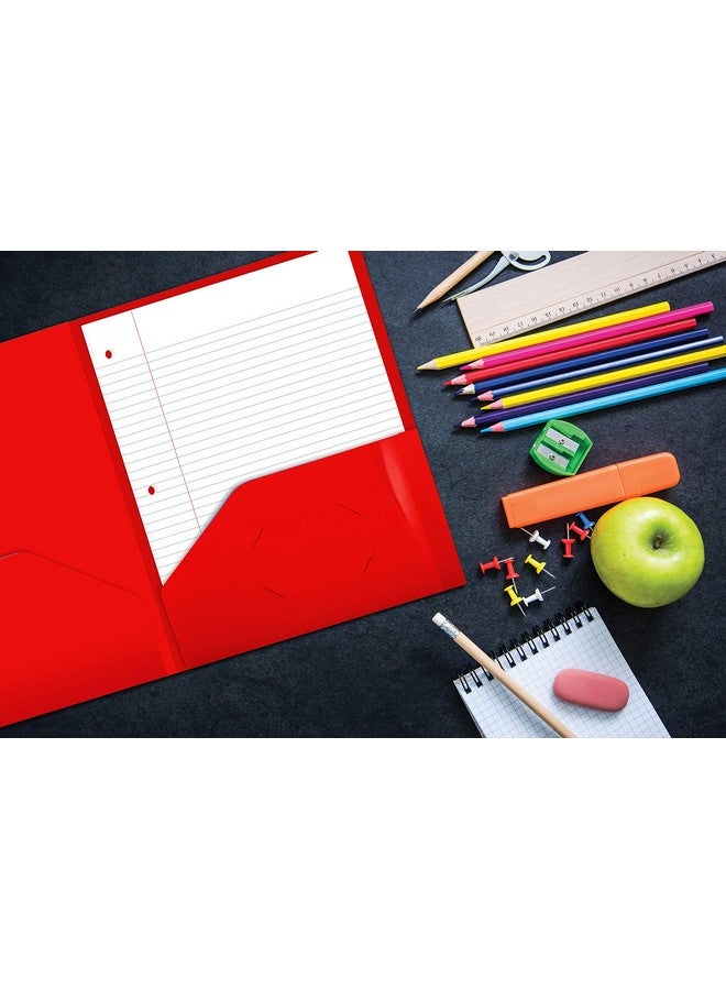 Gold Seal Extra Heavyweight Red Plastic 2 Pocket Portfolio Folders 12 Pack Premium Letter Size Folders High Sheen Reflective Finish 12 Pack Poly Folders Red - Image 4