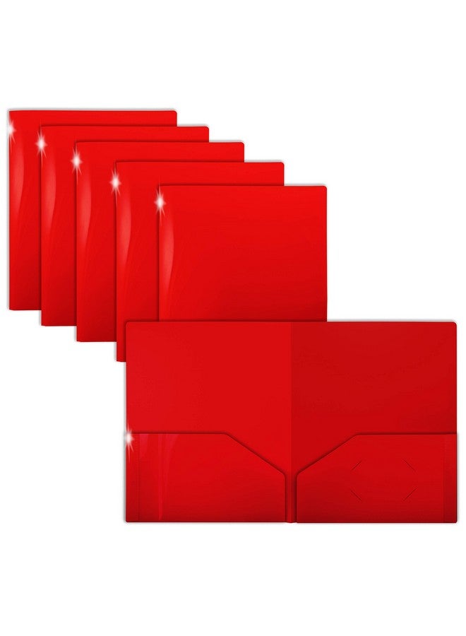 Gold Seal Extra Heavyweight Red Plastic 2 Pocket Portfolio Folders 12 Pack Premium Letter Size Folders High Sheen Reflective Finish 12 Pack Poly Folders Red - Image 1