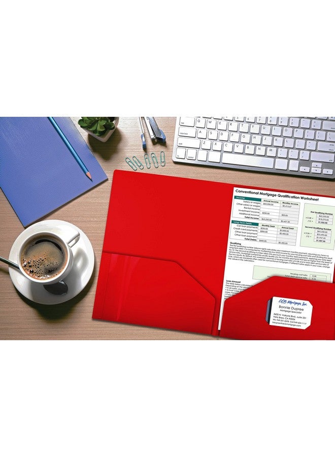 Gold Seal Extra Heavyweight Red Plastic 2 Pocket Portfolio Folders 12 Pack Premium Letter Size Folders High Sheen Reflective Finish 12 Pack Poly Folders Red - Image 2