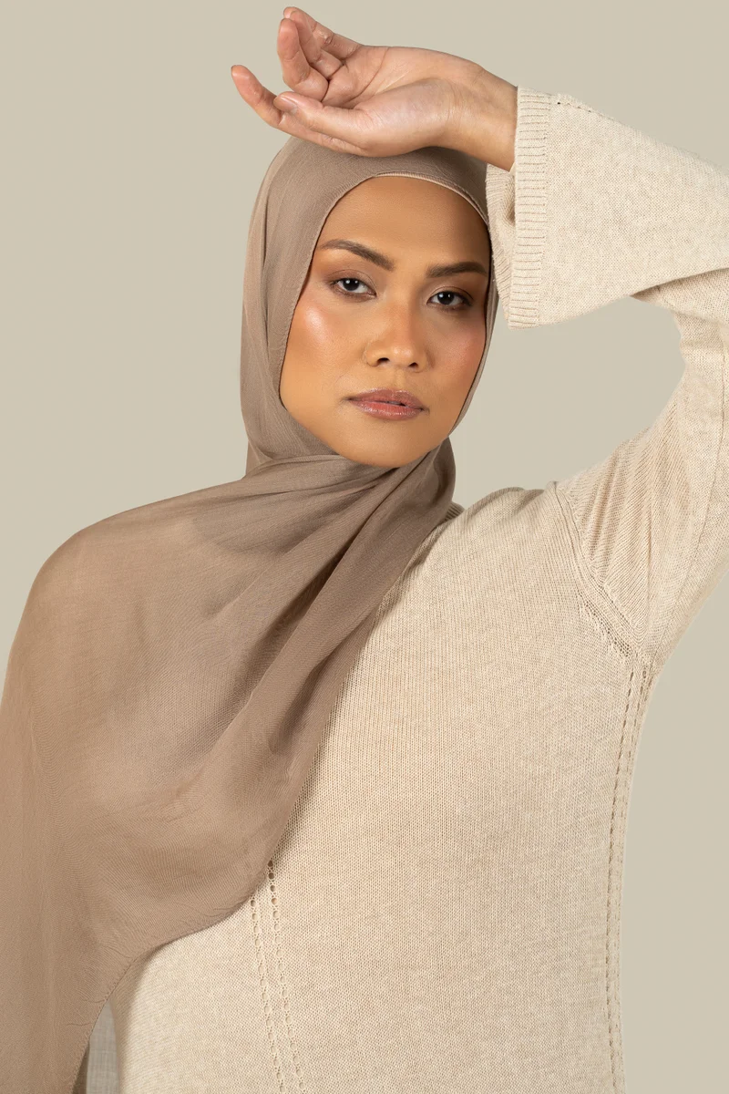 silqrose Almond Fine Weave Modal Hijab