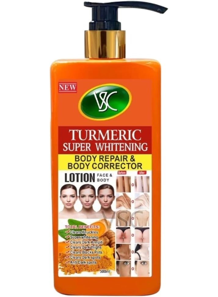في إس سي لوشن الكركم لإصلاح الجسم وتبييضه الفائق مع زيت الجينسنغ وجذر الزنجبيل - للعناية بالوجه والجسم - 500 مل - Image 1