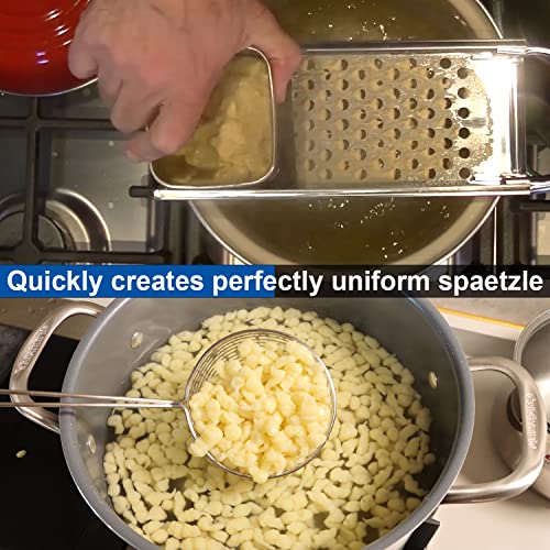 KEISSCO Stainless Steel Spaetzle Maker with Comfort Grip Handle, Homemade Traditional German Egg Noodle Dumpling Making Tool Set - Image 4