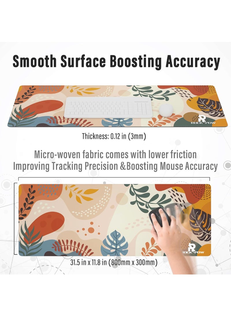 Rock Pow - Gaming Mouse Pad with Stitched Edges, Boho Nature Mouse Pad, Extended XL Mousepad with Anti-Slip Base, Cute Large Mouse Pad for Desk, 800X300X3MM - Image 1