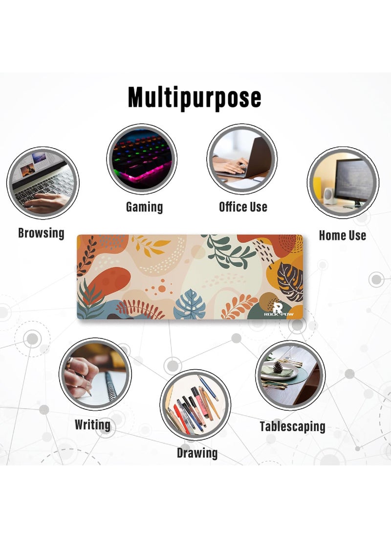 Rock Pow - Gaming Mouse Pad with Stitched Edges, Boho Nature Mouse Pad, Extended XL Mousepad with Anti-Slip Base, Cute Large Mouse Pad for Desk, 800X300X3MM - Image 1