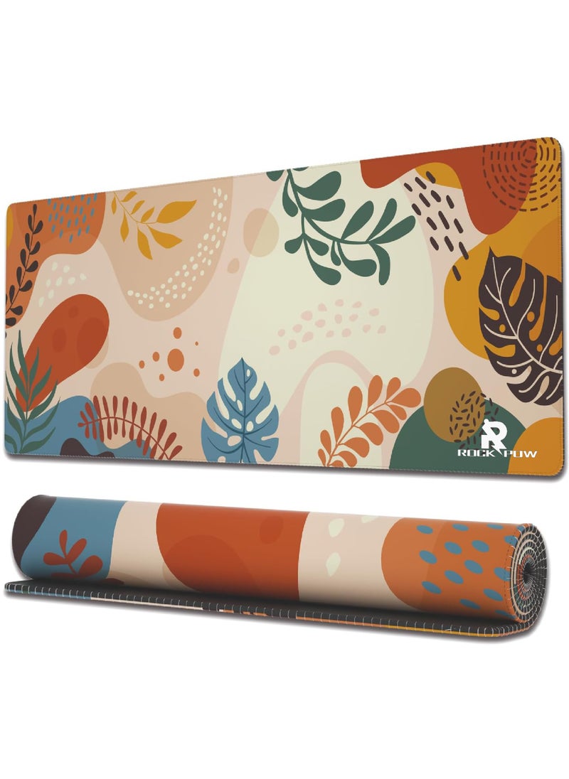Rock Pow - Gaming Mouse Pad with Stitched Edges, Boho Nature Mouse Pad, Extended XL Mousepad with Anti-Slip Base, Cute Large Mouse Pad for Desk, 800X300X3MM - Image 1