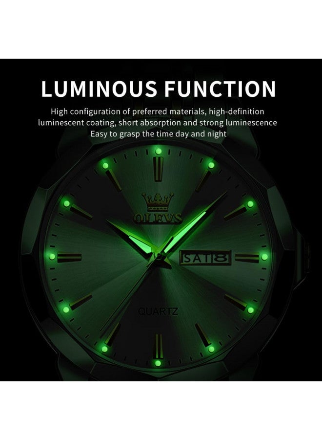 OLEVS Silver Watch for Men Simple Business Dress Analog Quartz Stainless Steel Waterproof Luminous Date Easy Read Men Watch - Image 4