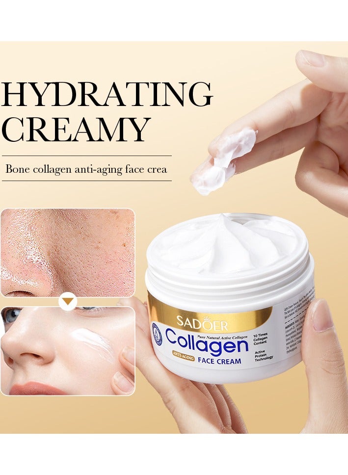 SADOER Anti-Wrinkle Collagen Cream, Moisturizing Nourishing Whitening Anti-Wrinkle Cream, Fast Absorbing Anti-Aging 100g - Image 3