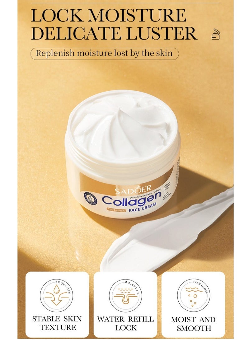 SADOER Anti-Wrinkle Collagen Cream, Moisturizing Nourishing Whitening Anti-Wrinkle Cream, Fast Absorbing Anti-Aging 100g - Image 4