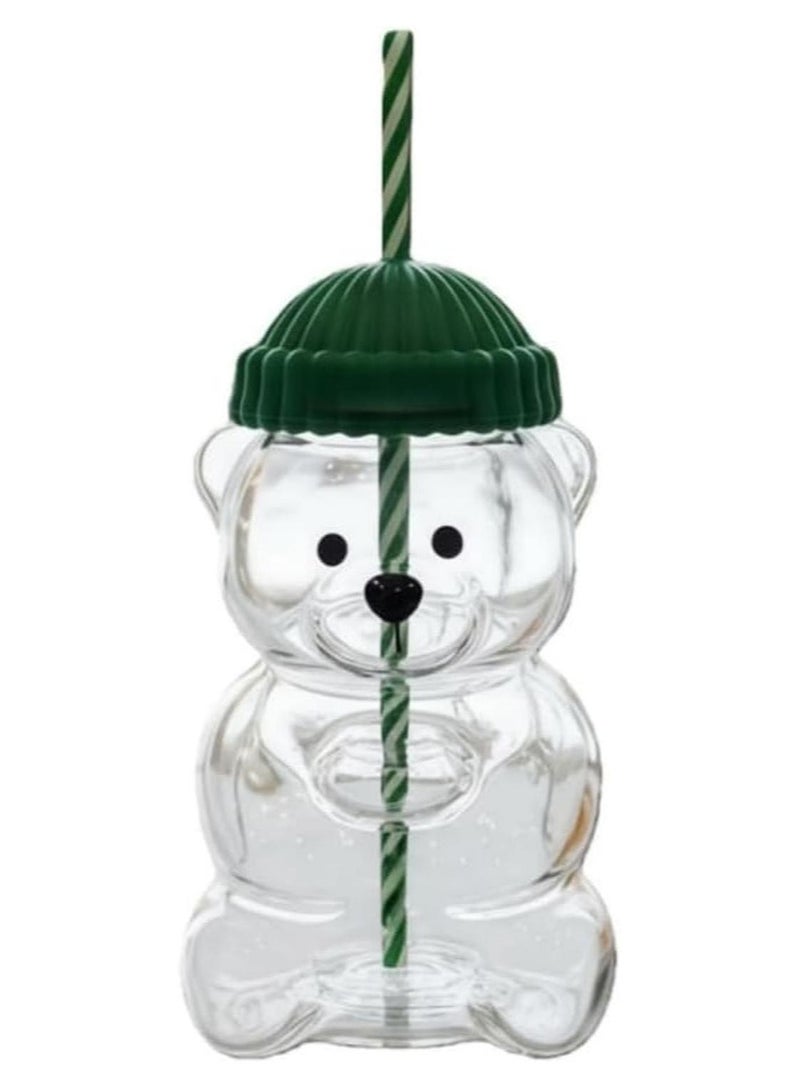 general Bear Straw Cup, 20oz Bear Glass Cup with Lid and Straw, Adorable Shower Party Gift Cup, Birthday Gift - Image 1