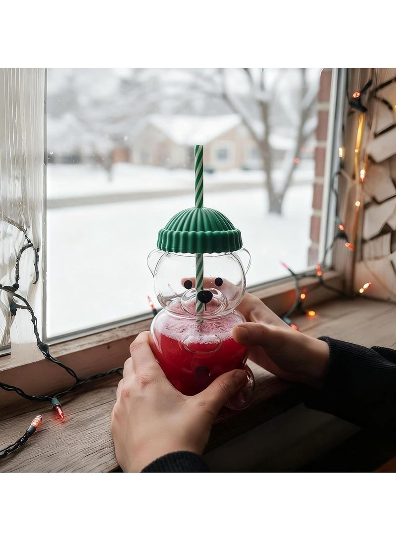 general Bear Straw Cup, 20oz Bear Glass Cup with Lid and Straw, Adorable Shower Party Gift Cup, Birthday Gift - Image 3