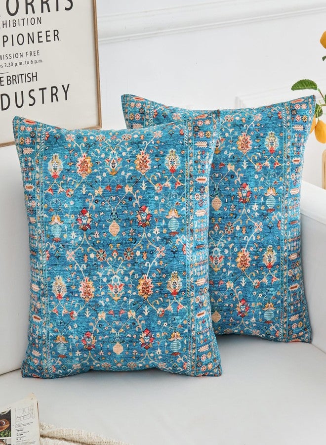 BUAEL Boho Throw Pillow Covers 18x18 inch Set of 2,Boho Vintage Carpet Pattern Antique Ethnic Decor Double Sided Pattern Cushion Cover Soft Pillow Case Living Sofa Room Bed Square Pillow Cover - Image 1