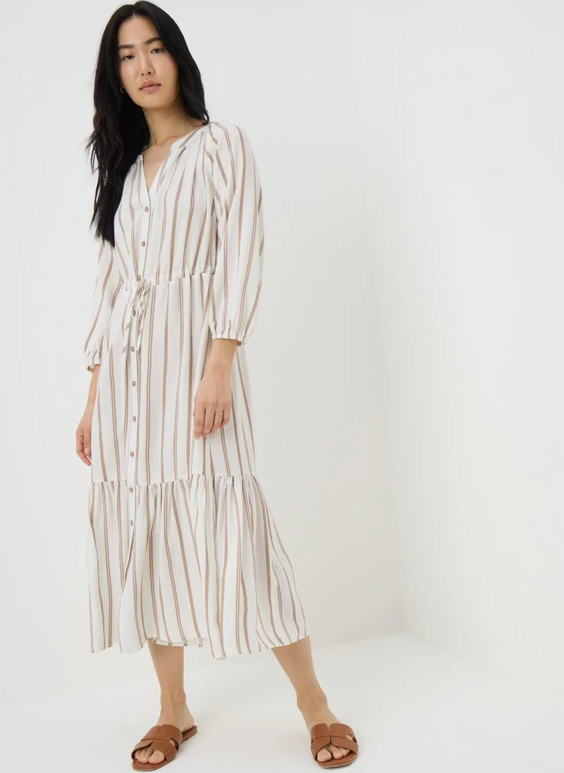 Matalan Taupe Stripe Raglan Midi Shirt Dress