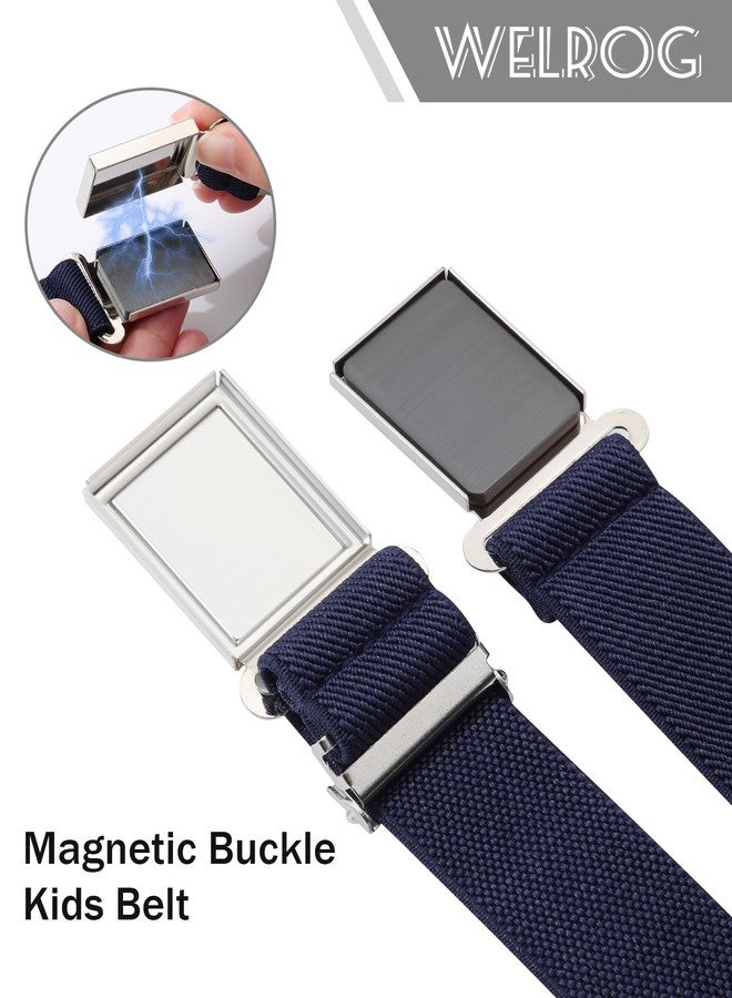 WELROG Kids Adjustable Magnetic Belt for Boys - Girls Elastic Stretch Buckle Belts Toddler (Navy blue) - Image 5