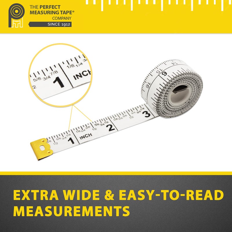 Perfect Measuring Tape- Fraction, All-Purpose Tape Measure-Double Sided Fractional Inches & Millimeter/Centimeter Tape Measure (10 Pack- 60in - White) - Image 5