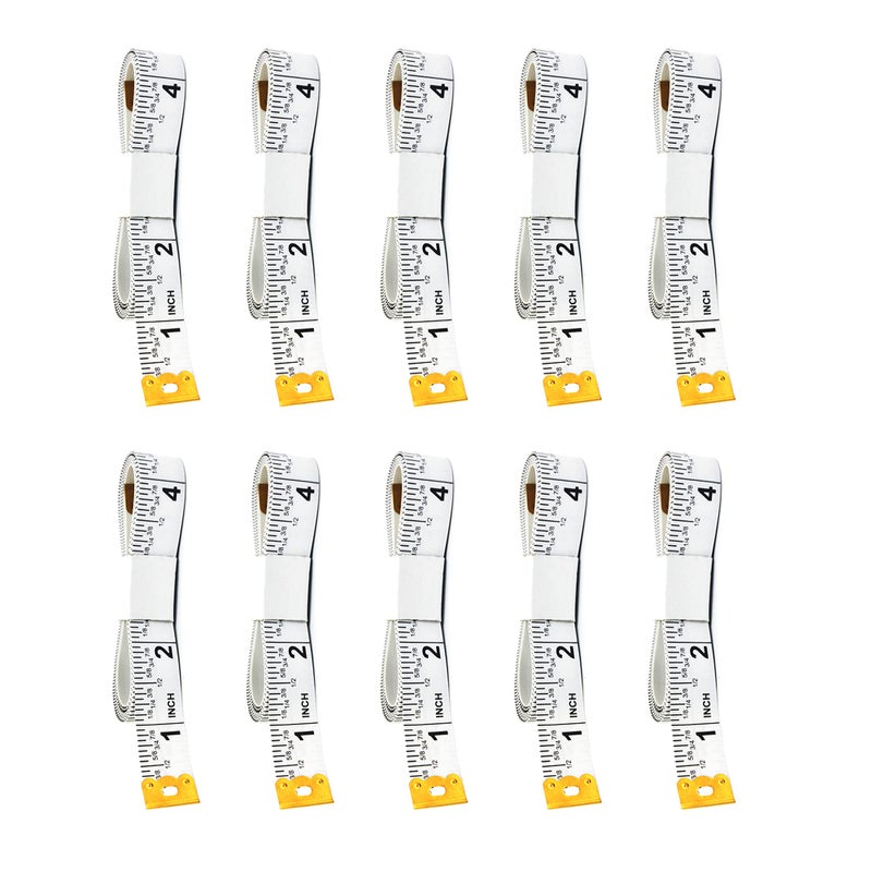 Perfect Measuring Tape- Fraction, All-Purpose Tape Measure-Double Sided Fractional Inches & Millimeter/Centimeter Tape Measure (10 Pack- 60in - White) - Image 1