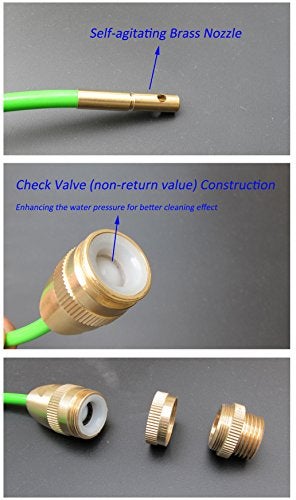 FITOOL Drain Cleaner, Bathroom Clog Remover, High Pressure Pipe Cleaner, Duct Unblocker, 10ft Hose, Solid Brass Fittings - Image 2