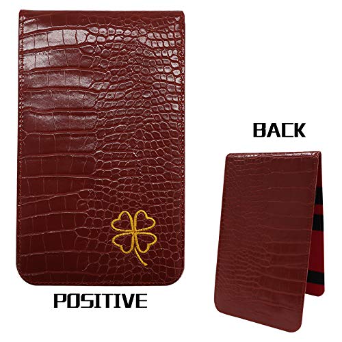 FINGER TEN Golf Scorecard Holder Leather Yardage Books Cover Lucky Clover with 2 Free Pencil Value Pack Deluxe Pocket Score Card Covers Gift for Men Women Golfer (Brown) - Image 2