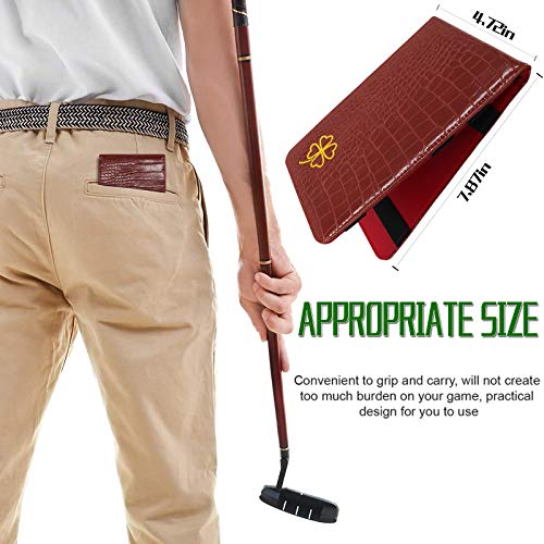 FINGER TEN Golf Scorecard Holder Leather Yardage Books Cover Lucky Clover with 2 Free Pencil Value Pack Deluxe Pocket Score Card Covers Gift for Men Women Golfer (Brown) - Image 5