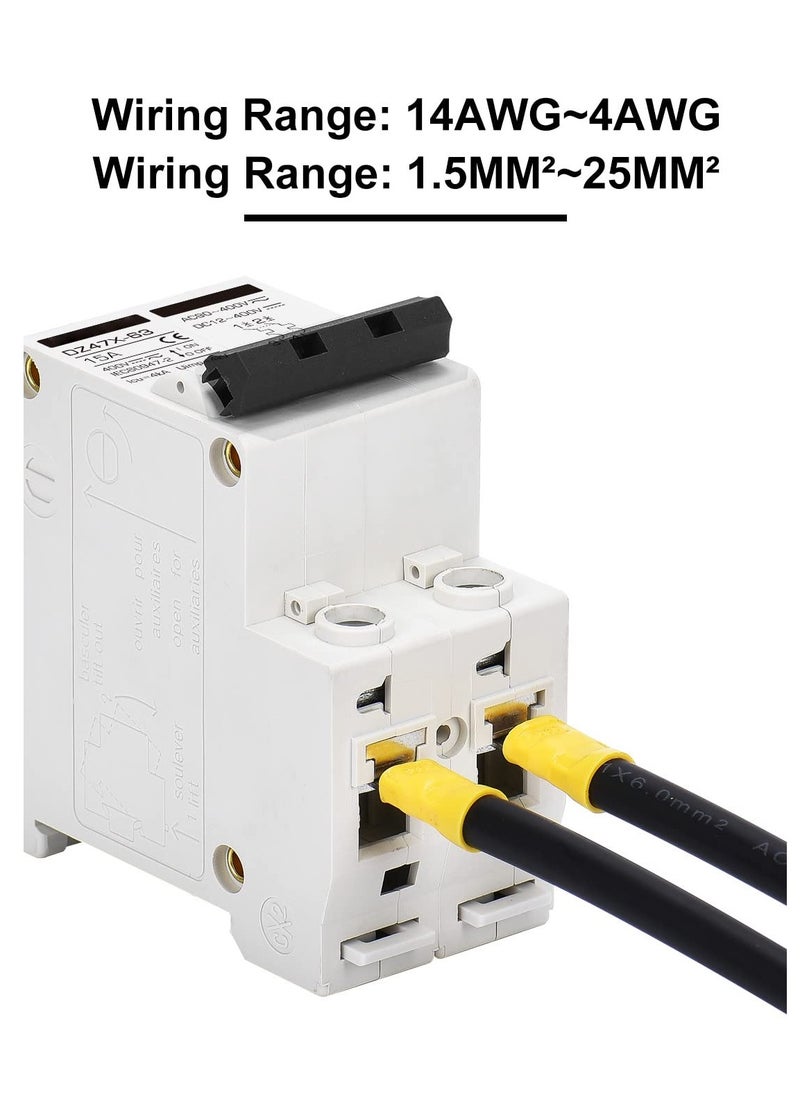 SYOSI - Miniature Circuit Breaker 15 Amp DC Solar Disconnect Switch, 12-400V, DIN Rail Mount, AC DC Universal Circuit Breaker - Image 1