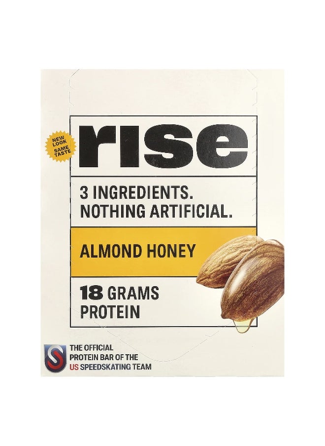 RiseBar - Rise Bar, Protein Bar, Almond Honey, 12 Bars, 2.1 oz (60 g) Each - Image 1