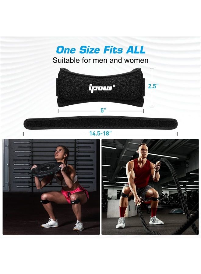IPOW 2 Pack Knee Pain Relief & Patella Stabilizer Knee Strap Brace Support for Hiking, Soccer, Basketball, Running, Jumpers Knee, Tennis, Tendonitis, Volleyball & Squats, Black - Image 3