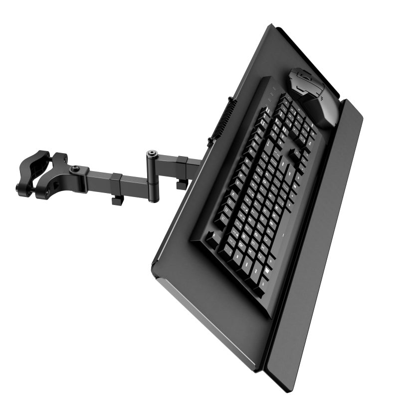PUTORSEN Keyboard Tray Pole Mount Keyboard Mouse Mount fits Most Standard and Oversized Keyboards Tilt Rotation Holds up to 22lbs Black - Image 2