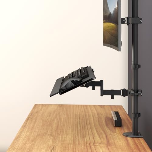 PUTORSEN Keyboard Tray Pole Mount Keyboard Mouse Mount fits Most Standard and Oversized Keyboards Tilt Rotation Holds up to 22lbs Black - Image 3