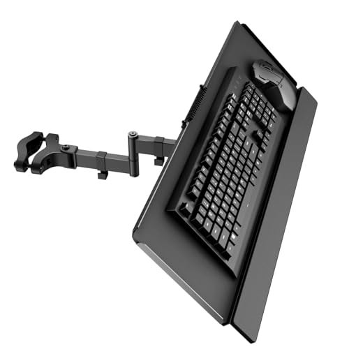 PUTORSEN Keyboard Tray Pole Mount Keyboard Mouse Mount fits Most Standard and Oversized Keyboards Tilt Rotation Holds up to 22lbs Black - Image 1