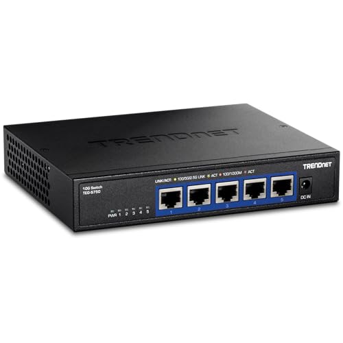 TRENDnet 5-Port 10G Switch, TEG-S750, 5 x 10G RJ-45 Ports, 100Gbps Switching Capacity, Supports 2.5G and 5G-Base-T Connections, Ethernet Splitter, NDAA & TAA Compliant, Lifetime Protection, Black - Image 1