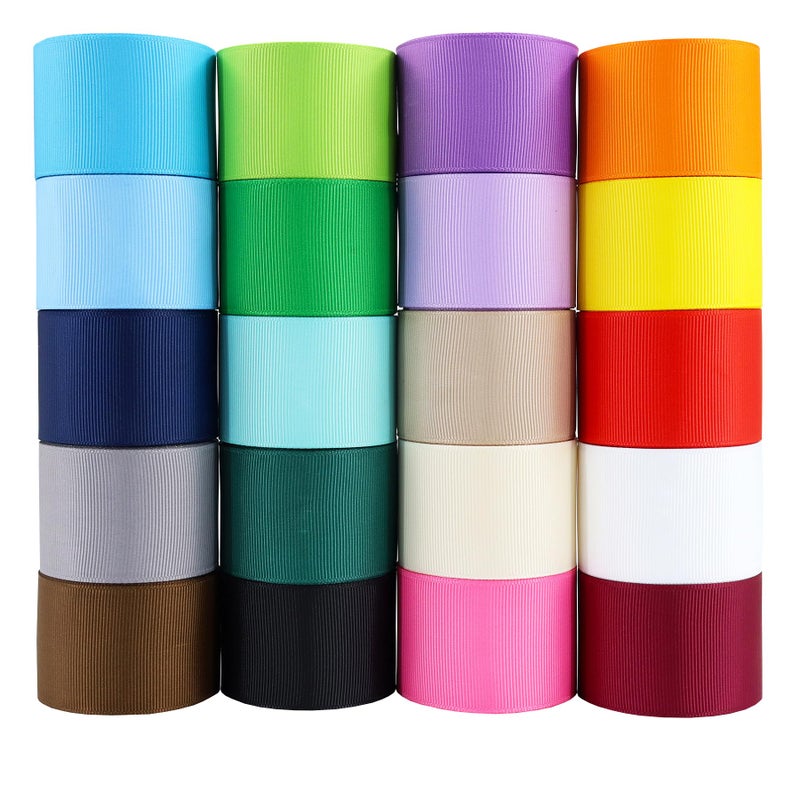 112 Inches Grosgrain Ribbons Fabric Ribbons 20 Colors2 Yards Each Total 40 Yards Boutique Ribbons for Gifts Wrapping DIY Bow Hair Accessories