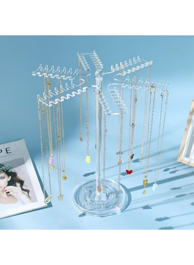 Generic Acrylic necklace holder, rotating necklace holder, hanger, transparent jewelry holder, display stand with 84 hanging - Image 5
