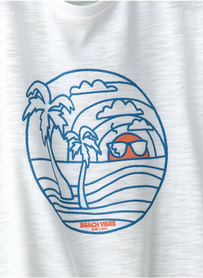 JAM Beach Vibes Graphic Cotton T-Shirt for Boys - White  - Image 3