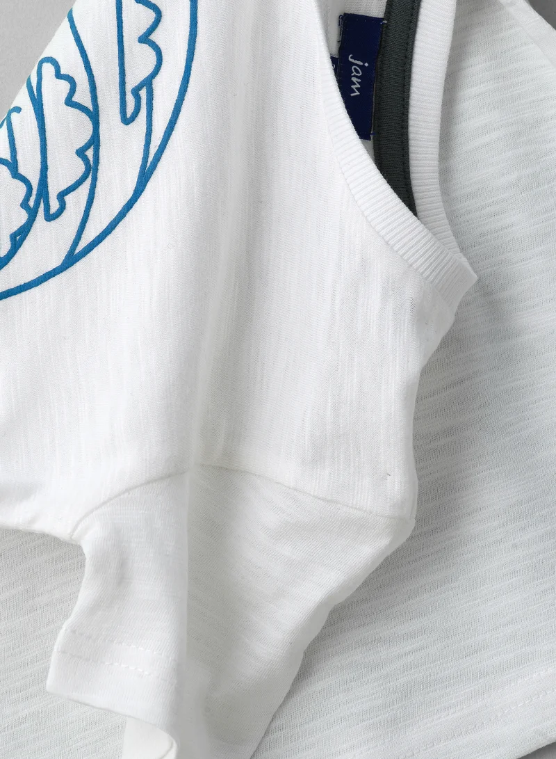 JAM Beach Vibes Graphic Cotton T-Shirt for Boys - White