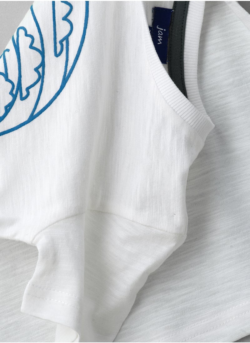 JAM Beach Vibes Graphic Cotton T-Shirt for Boys - White  - Image 4