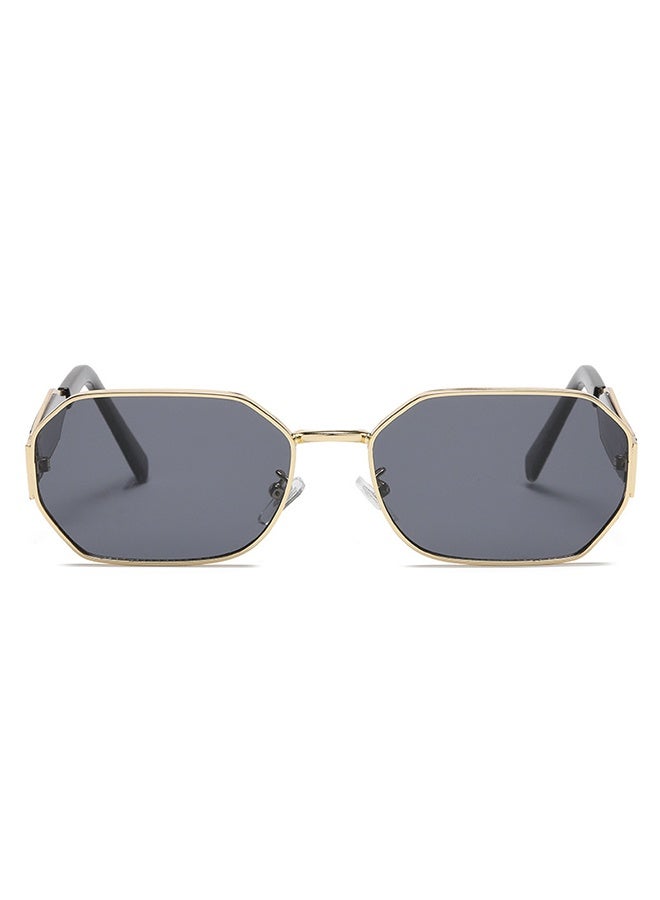 Generic Women's Hexagon Sunglasses, UV400 Protection Sun Glasses with Gold Metal Frame and Grey Lens, Fashion Anti-glare Sun Shades for Women with Glasses Case, 58mm  - Image 2