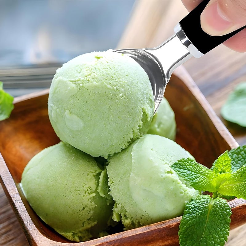 ONICORN Ice Cream Scoop Stainless Steel Professional Ice Cream Scooper Spoon with NonSlip Rubber Grip Handle Ice Cream Spade for Cookie Dough Gelato Sorbet Melon Pack of 1 Black - Image 2