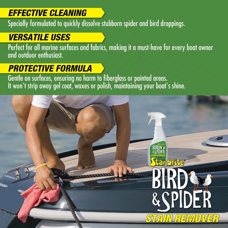Star Brite سبراي ستار برايت لإزالة بقع الطيور والعناكب - يذوب فضلات الطيور بسرعة وينظف فوضى العناكب - لن يزيل البوليش أو الشمع (095122SS) - Image 2