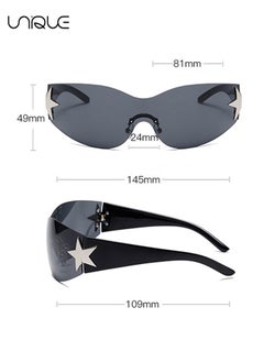 Unique 2Pcs Sun Glasses - Rimless Sun Glasses - Wrap-Around Star Sun Glasses - Vintage Oversized Sun Glasses - UV400 Sun Glasses - Men's Women's Fashion Sun Glasses  - Image 2