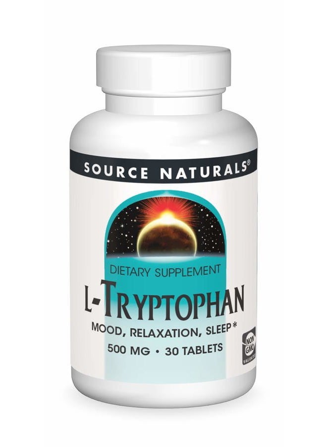 Source Naturals L-تريبتوفان، للمزاج، الاسترخاء، والنوم*، 500 ملغ - 30 قرص - Image 1