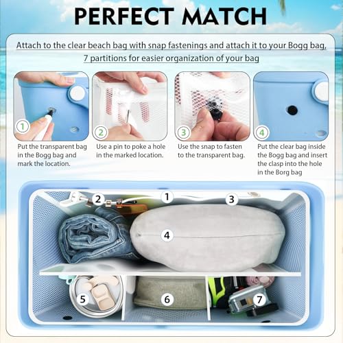 Kooterfun Beach Bag Organizer Inserts for X Large Bogg Bag Accessories, EVA Material No Wrinkles Waterproof Insert Divider Pouch, Compatible Rubber Tote Bags,Organizing & Divide Space - Image 3