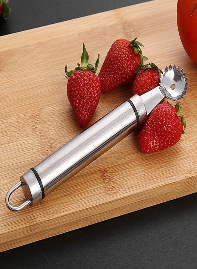 baolaili Stainless Steel Strawberry Huller,silver Multi Function Strawberry Huller and Tomato Stem Corer Tool,for Strawberry,Tomato,Vegetable and Fruit Corer Practical Kitchen Tool - Image 2