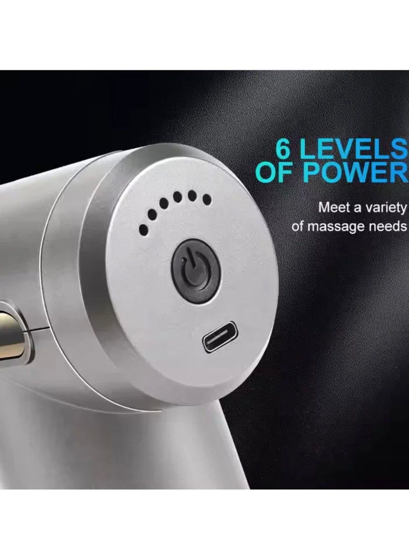 Microplus Rechargeable Deep Tissue Massage Gun | Muscle Massage Gun Deep Tissue Massager High-Intensity Training Exercising Body Relaxation Slimming Shaping Pain Relief| with 4 Attachments Grey/Silver MP-4734 - Image 4